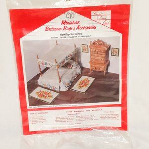 Create Your Own Miniature Bedroom Rugs Pillows Pictures Needlepoint Kit 1975